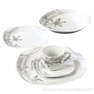 20 Pieces Dinnerware Set in Square Shape and Flower Design, Suitable for Restaurants